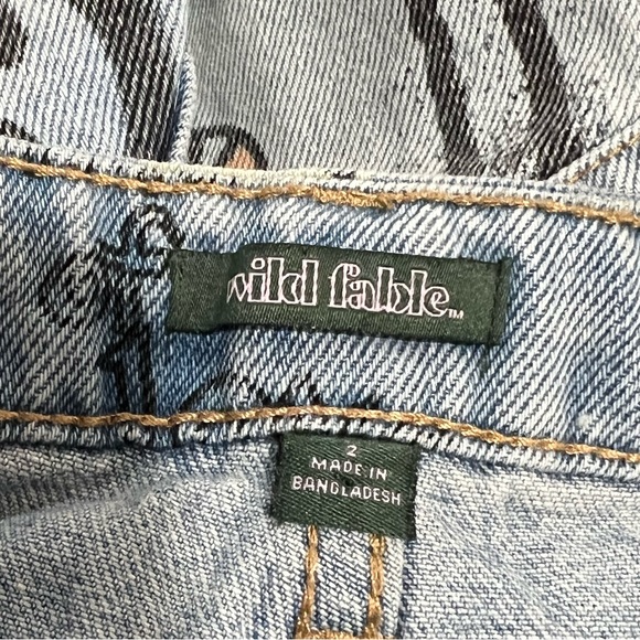 Wild Fable Womens High-Rise Wide Leg Bermuda Doodle Print Jean Shorts - Picture 10 of 10